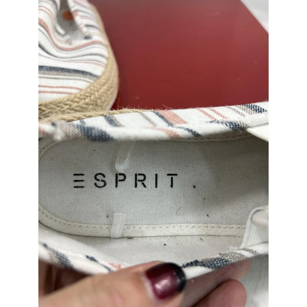 Esprit Shoes Womens Size 7 Striped Canvas Espadrilles Flat Slip On Summer Casual